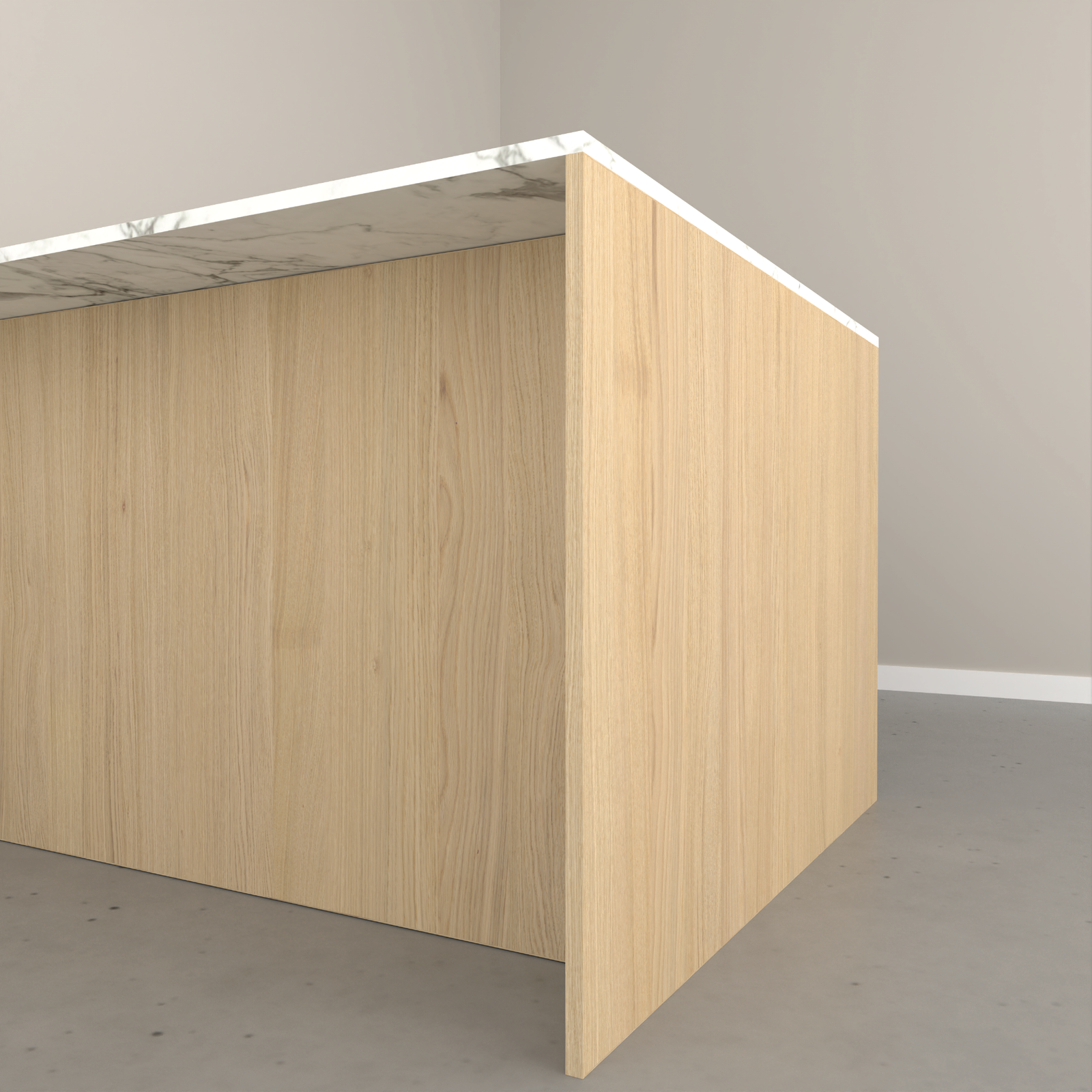 Klæðning á hlið skápaeyju